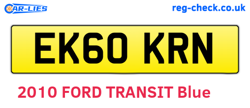 EK60KRN are the vehicle registration plates.