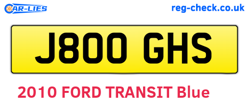 J800GHS are the vehicle registration plates.