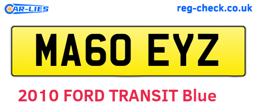 MA60EYZ are the vehicle registration plates.