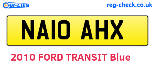 NA10AHX are the vehicle registration plates.