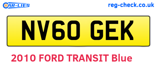 NV60GEK are the vehicle registration plates.
