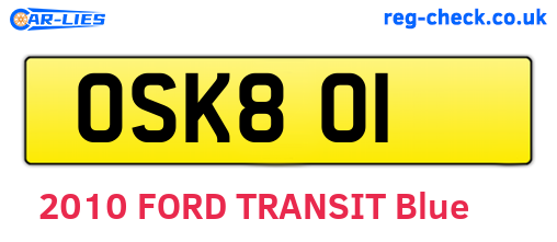 OSK801 are the vehicle registration plates.