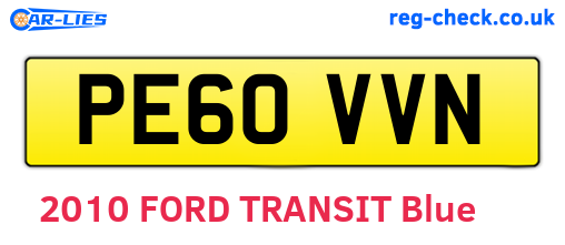 PE60VVN are the vehicle registration plates.