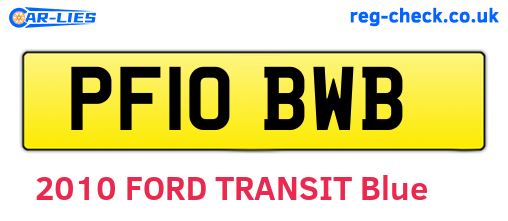 PF10BWB are the vehicle registration plates.