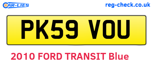 PK59VOU are the vehicle registration plates.