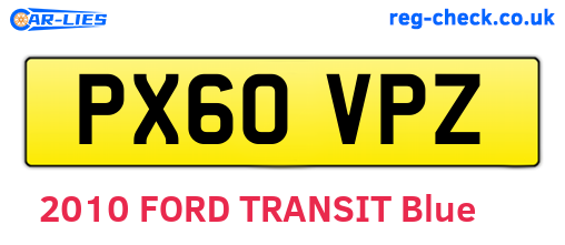 PX60VPZ are the vehicle registration plates.