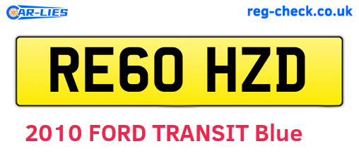 RE60HZD are the vehicle registration plates.