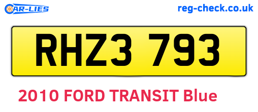 RHZ3793 are the vehicle registration plates.