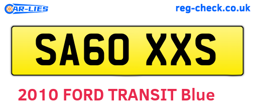 SA60XXS are the vehicle registration plates.