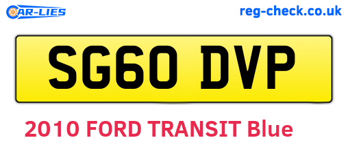 SG60DVP are the vehicle registration plates.