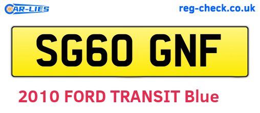 SG60GNF are the vehicle registration plates.