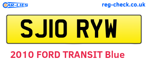 SJ10RYW are the vehicle registration plates.