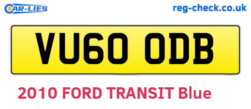 VU60ODB are the vehicle registration plates.