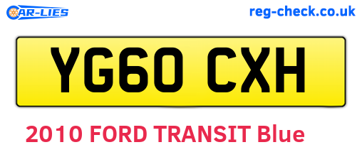YG60CXH are the vehicle registration plates.
