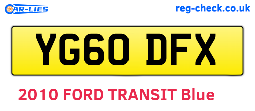 YG60DFX are the vehicle registration plates.