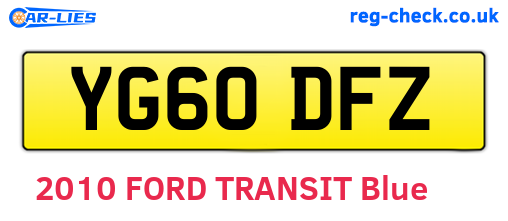 YG60DFZ are the vehicle registration plates.