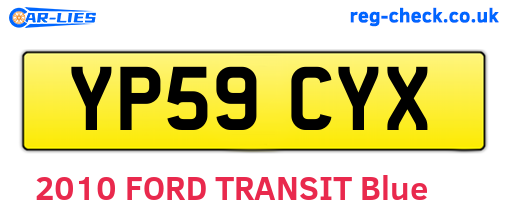 YP59CYX are the vehicle registration plates.