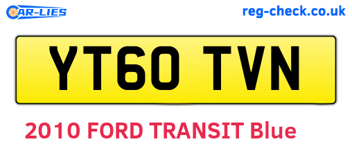 YT60TVN are the vehicle registration plates.