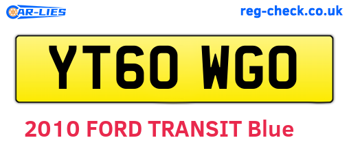 YT60WGO are the vehicle registration plates.
