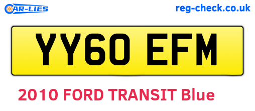 YY60EFM are the vehicle registration plates.