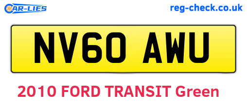 NV60AWU are the vehicle registration plates.