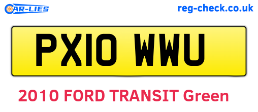 PX10WWU are the vehicle registration plates.