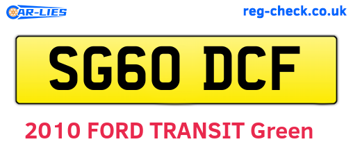 SG60DCF are the vehicle registration plates.