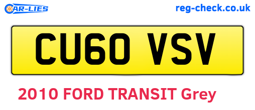 CU60VSV are the vehicle registration plates.