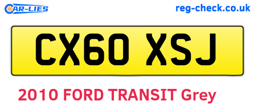 CX60XSJ are the vehicle registration plates.