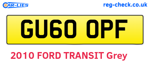 GU60OPF are the vehicle registration plates.