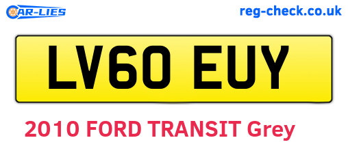 LV60EUY are the vehicle registration plates.