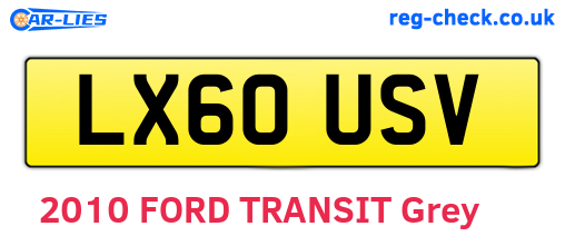 LX60USV are the vehicle registration plates.