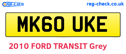MK60UKE are the vehicle registration plates.