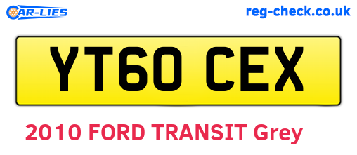 YT60CEX are the vehicle registration plates.