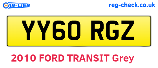 YY60RGZ are the vehicle registration plates.