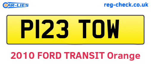 P123TOW are the vehicle registration plates.