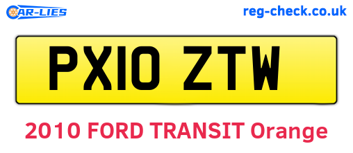 PX10ZTW are the vehicle registration plates.