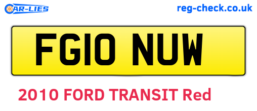 FG10NUW are the vehicle registration plates.