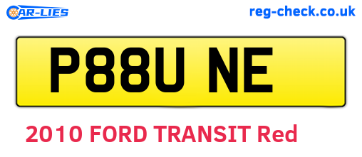 P88UNE are the vehicle registration plates.