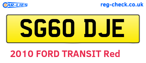 SG60DJE are the vehicle registration plates.