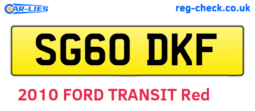 SG60DKF are the vehicle registration plates.