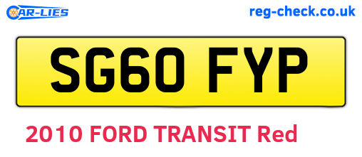 SG60FYP are the vehicle registration plates.