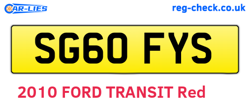 SG60FYS are the vehicle registration plates.
