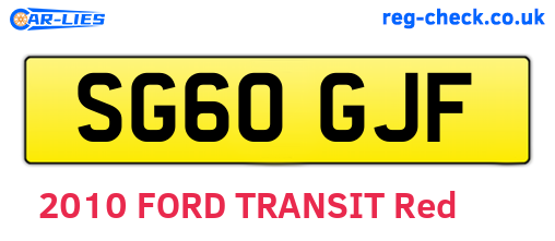 SG60GJF are the vehicle registration plates.