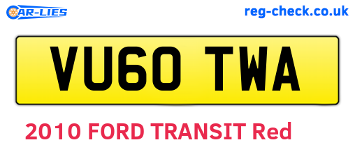 VU60TWA are the vehicle registration plates.