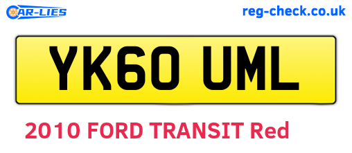 YK60UML are the vehicle registration plates.