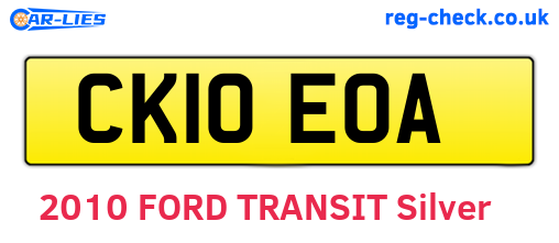 CK10EOA are the vehicle registration plates.