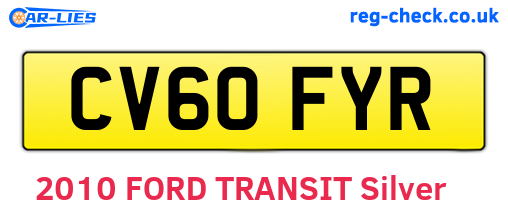 CV60FYR are the vehicle registration plates.