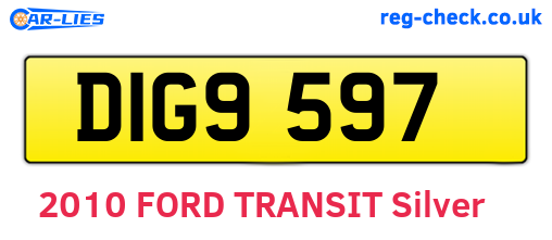 DIG9597 are the vehicle registration plates.