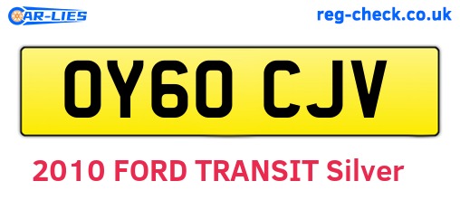 OY60CJV are the vehicle registration plates.